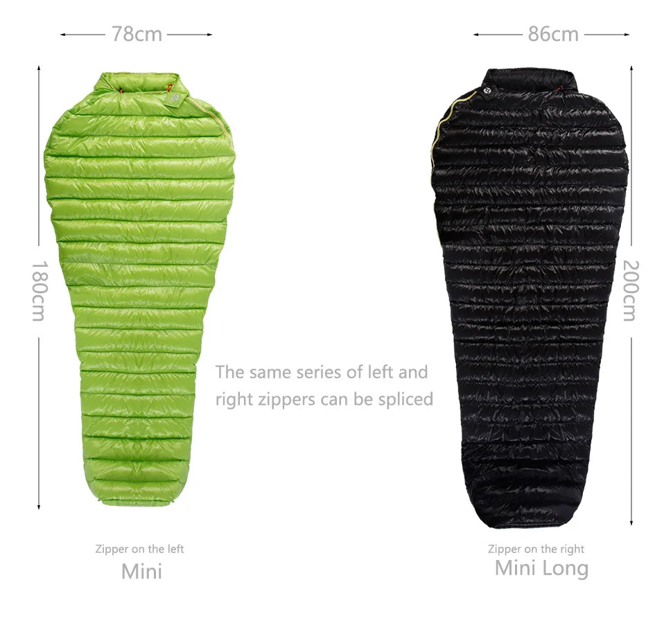 Premium Goose Down Mummy Sleeping Bag - Ultralight Compressible