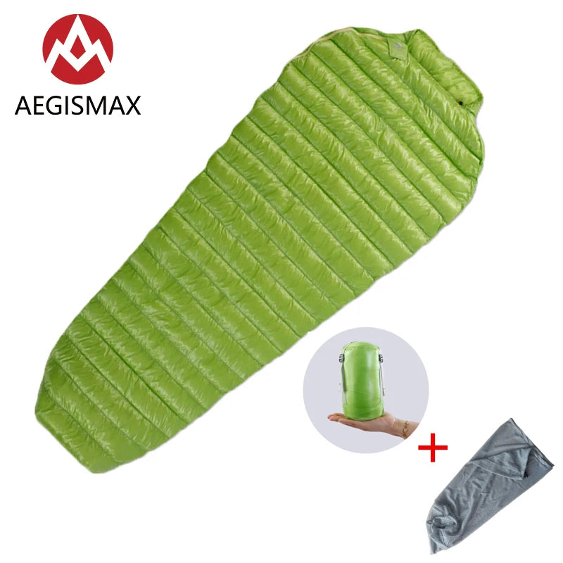 Premium Goose Down Mummy Sleeping Bag - Ultralight Compressible
