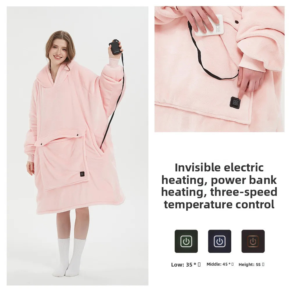 Winter Wearable Blanket Hoodie with Sleeves and Pocket