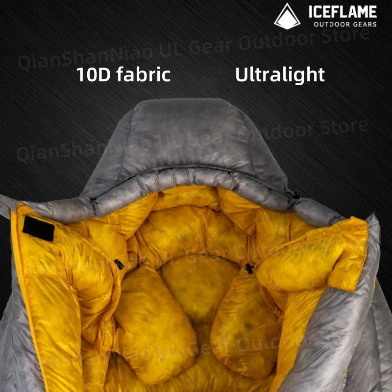 ICE FLAME 800FP Duck Down Mummy Sleeping Bag - Ultralight 10D