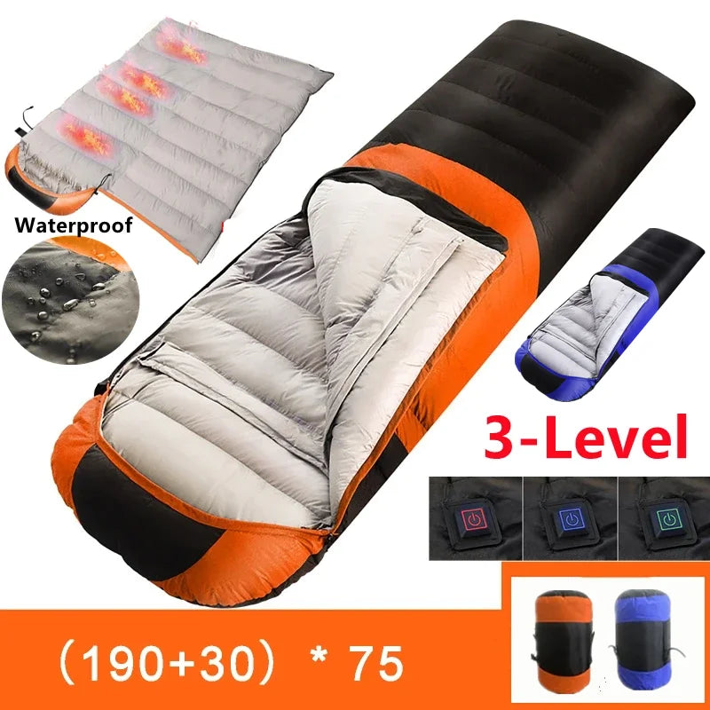 USB Heated Camping Sleeping Bag - Ultralight Waterproof Envelope