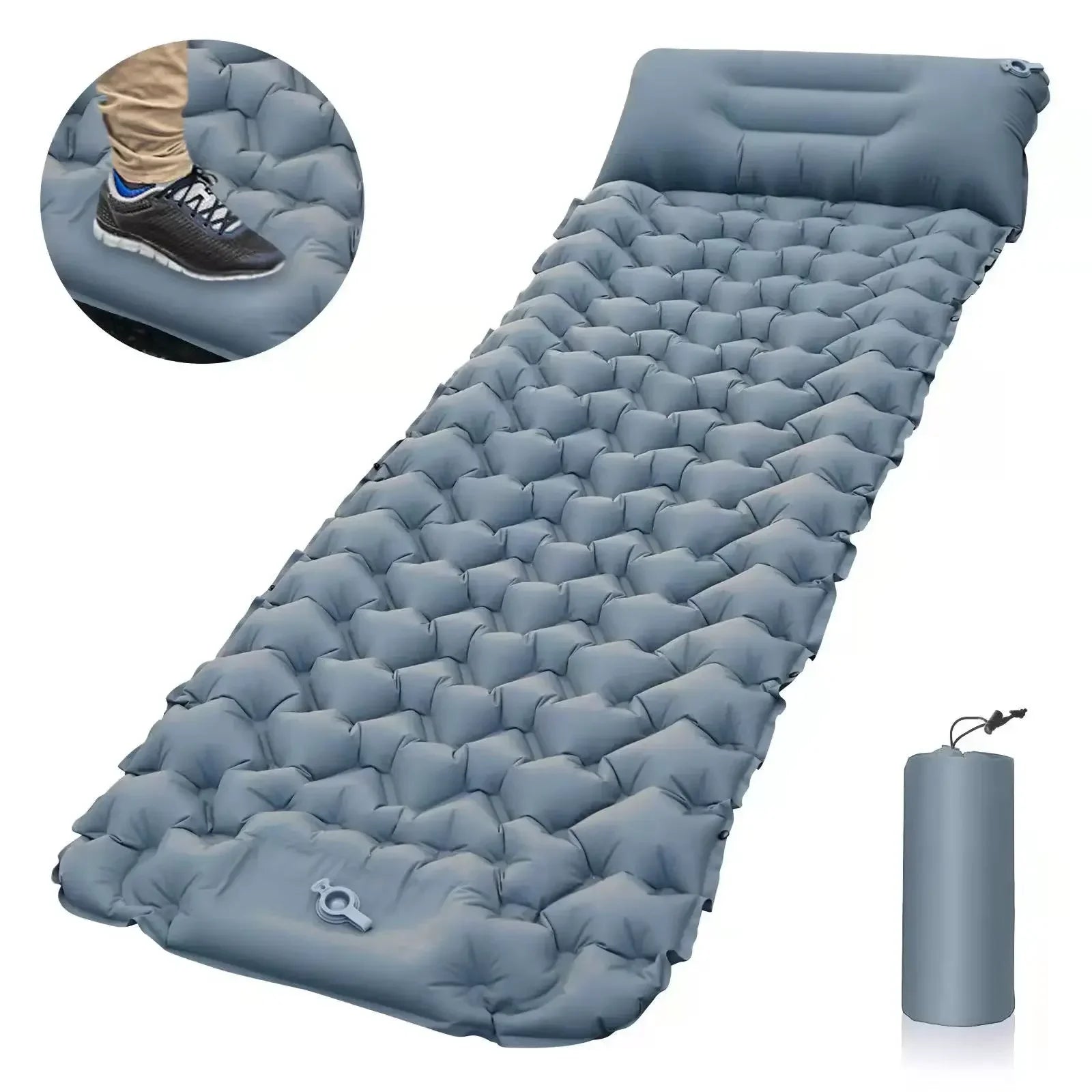 Inflatable Camping Sleeping Pad with Built-in Pillow