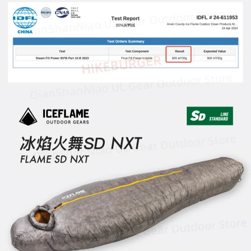 Ice Flame NXT 800FP Sleeping Bag - Ultralight 10D Mountaineering