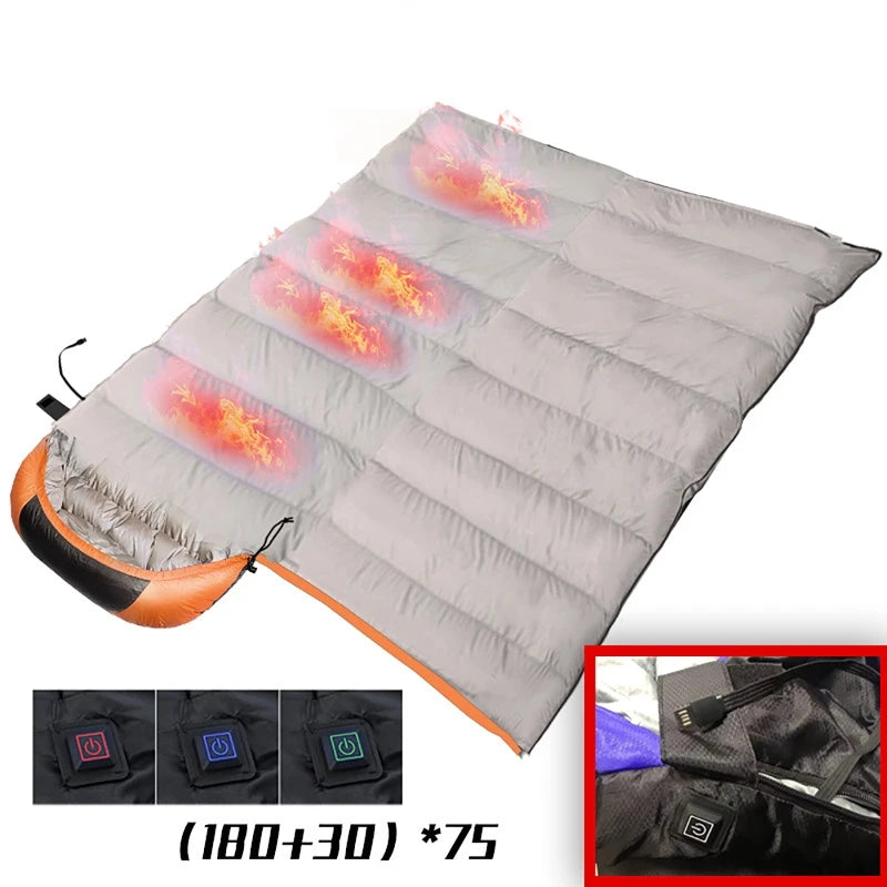 USB Heated Camping Sleeping Bag - Ultralight Waterproof Envelope
