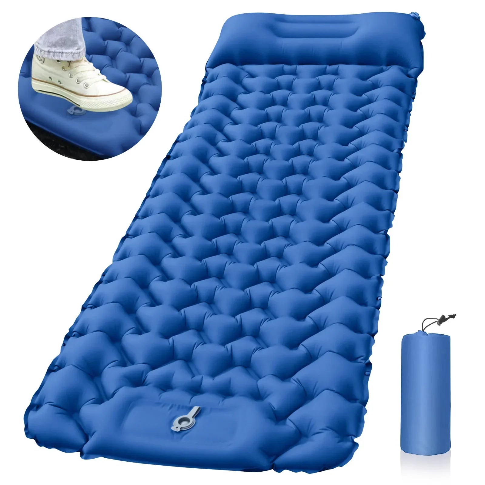 Inflatable Camping Sleeping Pad with Built-in Pillow