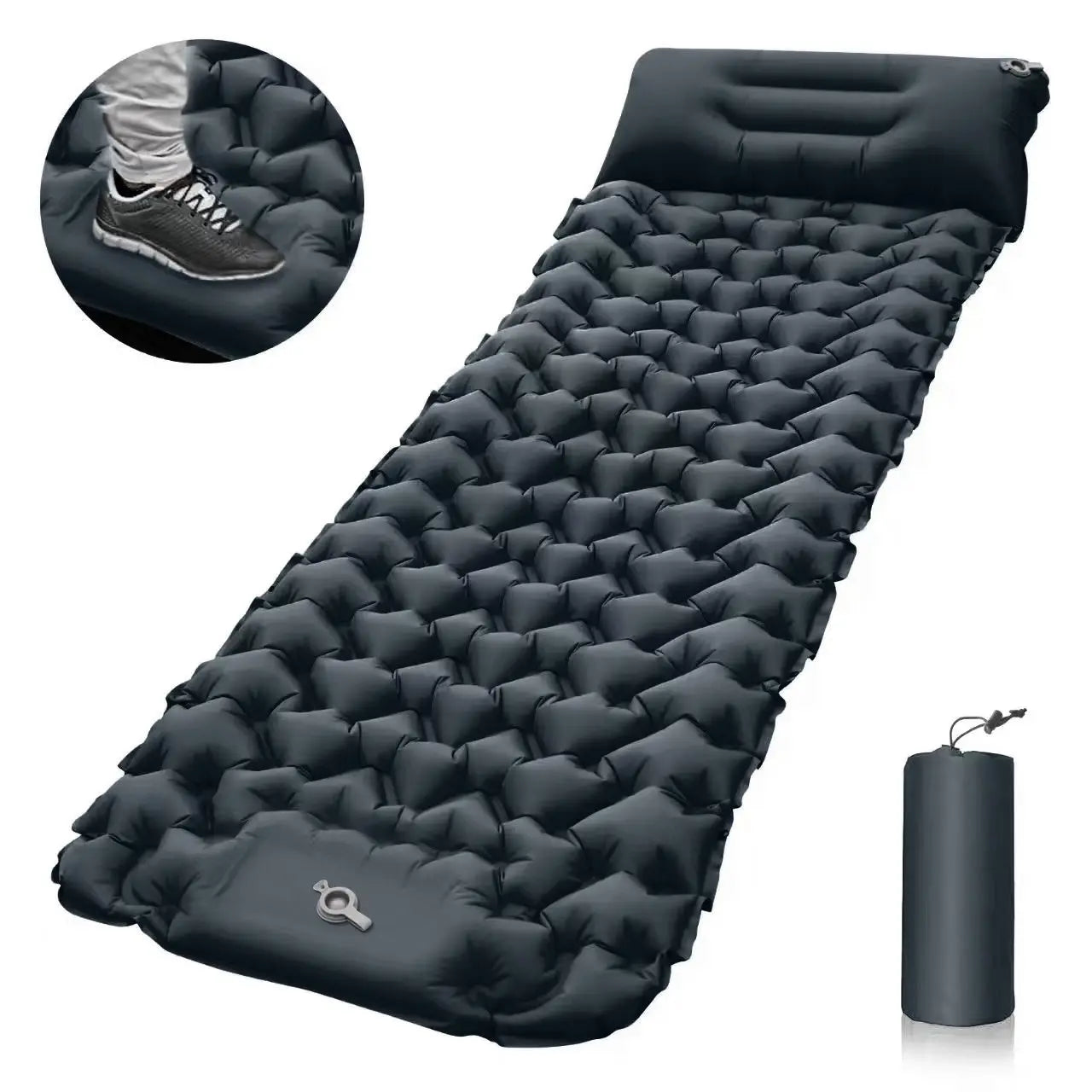 Inflatable Camping Sleeping Pad with Built-in Pillow