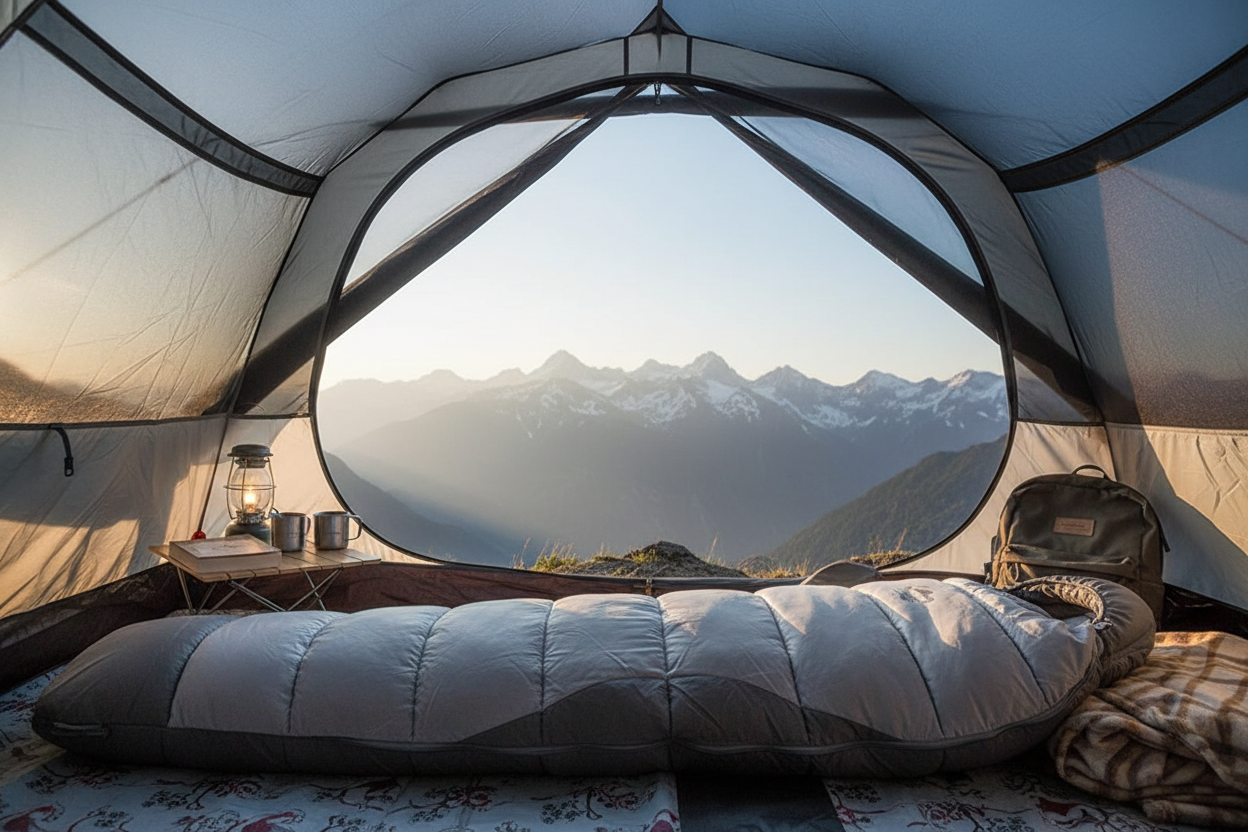 Naturehike penguin sleeping bag in tent